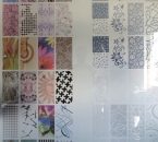 Przykłady druku kolorowych wzorów na szkle satynowanym